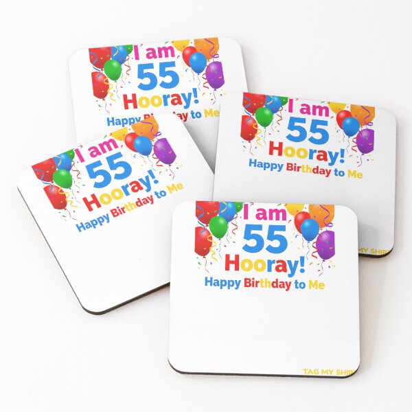 Item preview, I am 55 Hooray! Happy Birthday to Me - Tag My Shirt designed and sold by Tag My Shirt - Clothing Made to Be Written On..