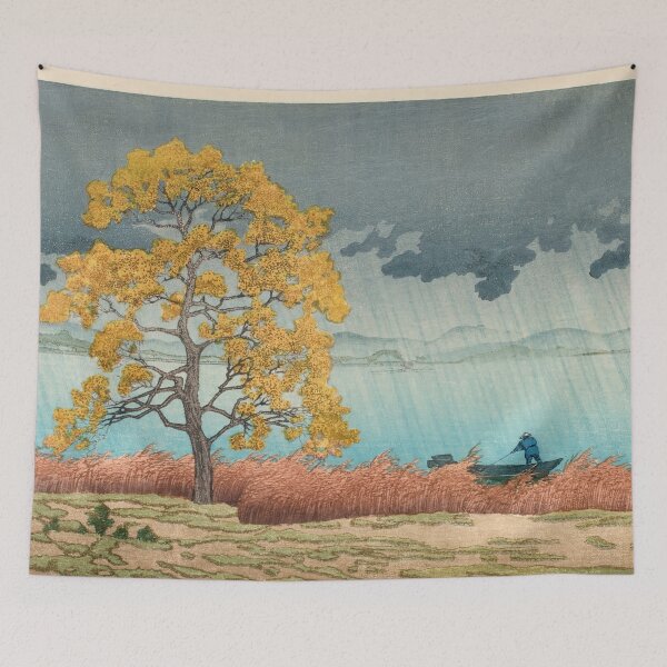 Item preview, Chihan No Ame Matsue by Hasui Kawase: Lakeside Autumn Rain Poster designed and sold by artofuniverse.