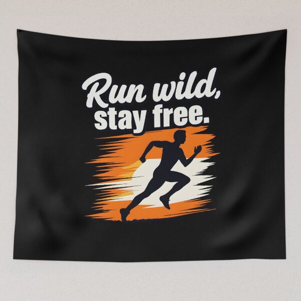 Item preview, Run Wild Stay Free Motivational Runner T-Shirt Graphic Tee designed and sold by DavmaxDesign.