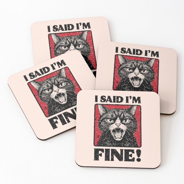Item preview, I Said I'm Fine Sarcastic Screaming Black Cat Illustration designed and sold by sXe-art.