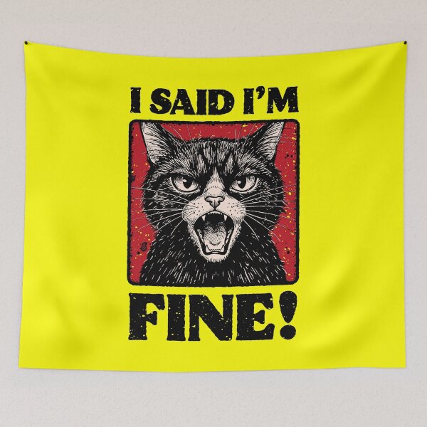 Item preview, I Said I'm Fine Sarcastic Screaming Black Cat Illustration designed and sold by sXe-art.
