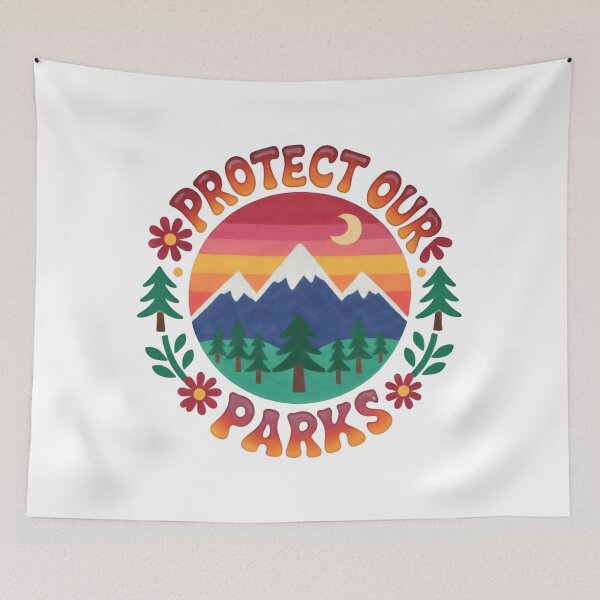 Item preview, Protect Our Parks Retro Mountain Wilderness Conservation designed and sold by SkeletonsDanger.