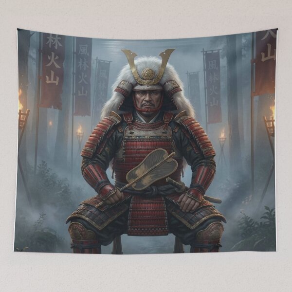 Item preview, Takeda Shingen Inspired Samurai Warlord - Fuurinkazan Banner Japanese Historical Fantasy Art designed and sold by Mori-no-Akari.
