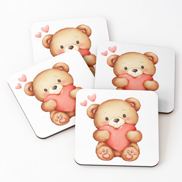 Item preview, Cute Watercolor Teddy Bear Holding A Red Heart designed and sold by TinyBirdyDesigns.