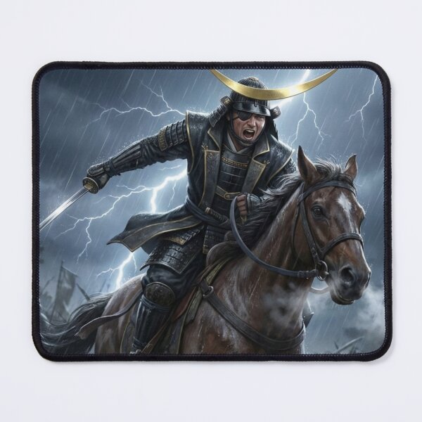 Item preview, Date Masamune Inspired One-Eyed Dragon Samurai - Crescent Moon Helmet Storm Battle Art designed and sold by Mori-no-Akari.