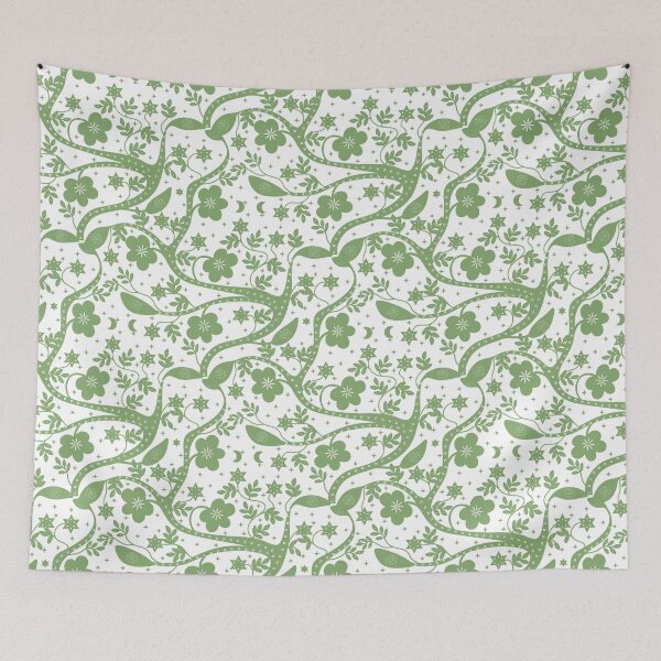 Item preview, Green Scandinavian Floral Tree Pattern designed and sold by Clara Fruggeri.