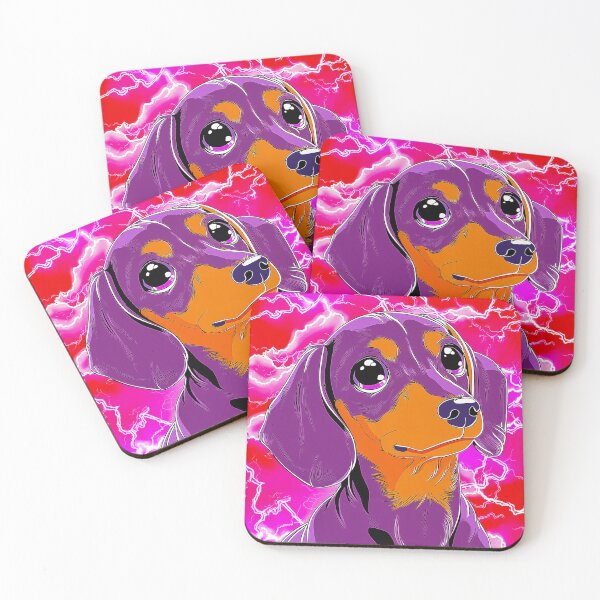 Item preview, Purple and Orange Dachshund with Lightning Background designed and sold by PetsArt.