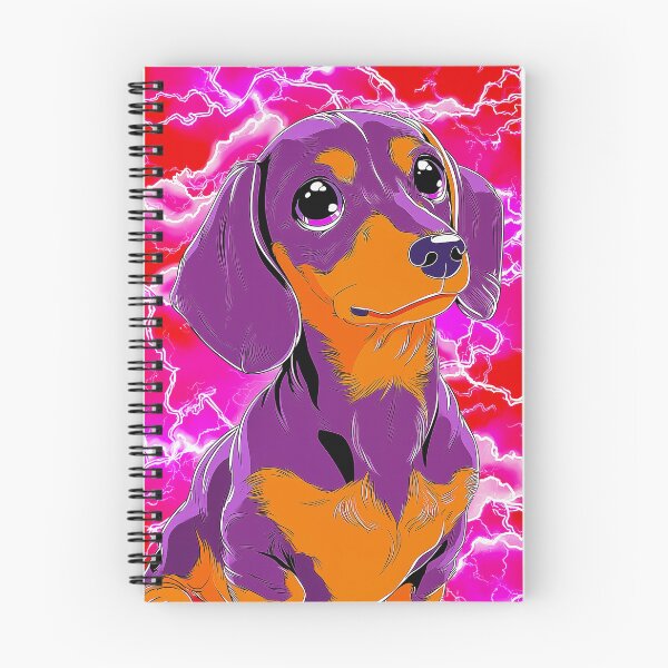 Item preview, Purple and Orange Dachshund with Lightning Background designed and sold by PetsArt.