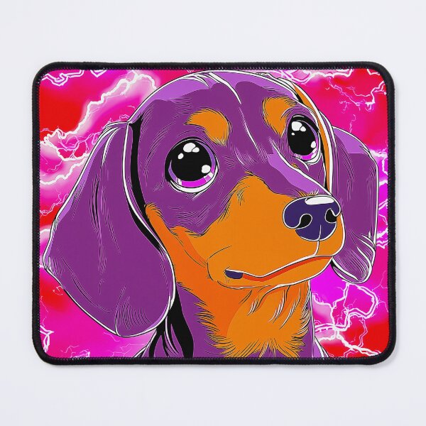 Item preview, Purple and Orange Dachshund with Lightning Background designed and sold by PetsArt.