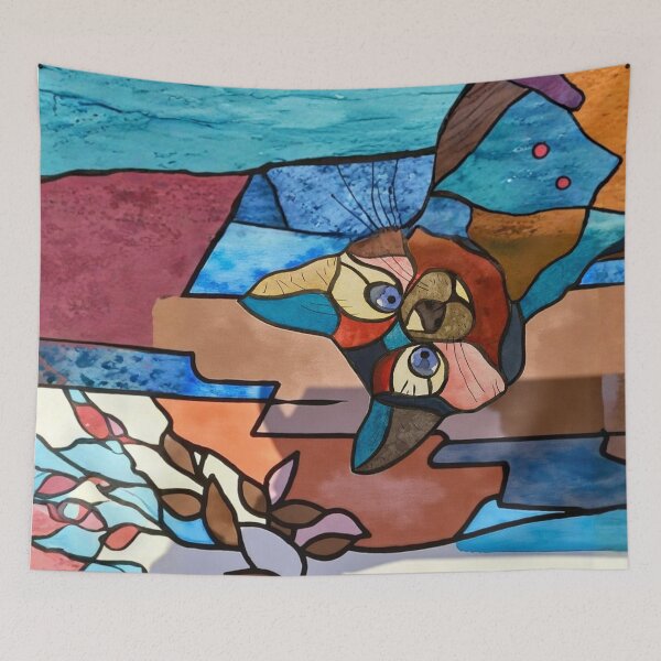 Item preview, Chat Pitre (Spring) Stained glass for "Vertical" throw designed and sold by CLC-Créations-974.