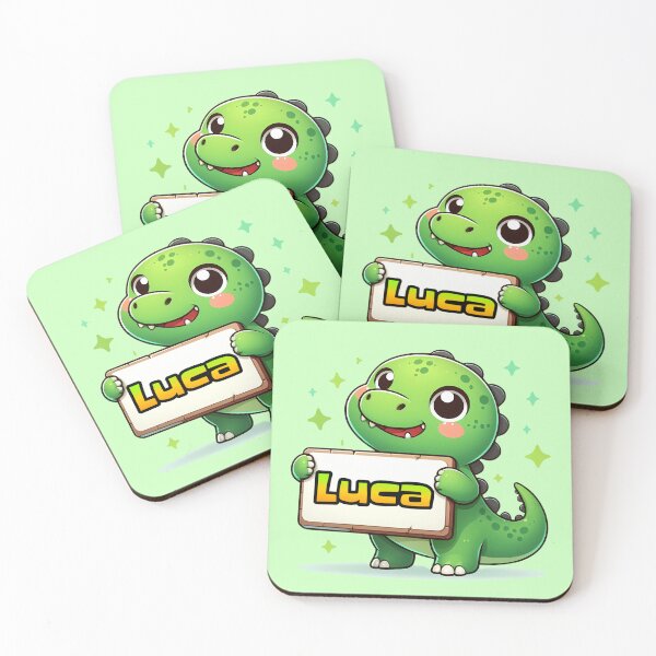Item preview, Luca Personalised Cute Green Dinosaur name designed and sold by MoonMonkeyNbear.