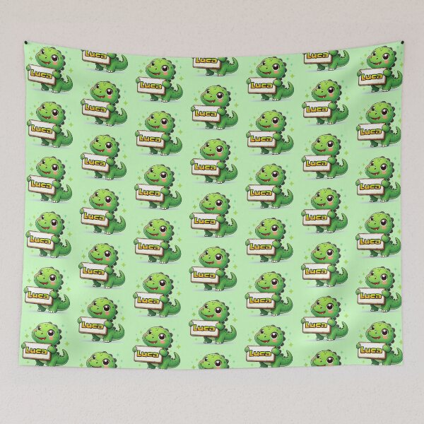 Item preview, Luca Personalised Cute Green Dinosaur name designed and sold by MoonMonkeyNbear.