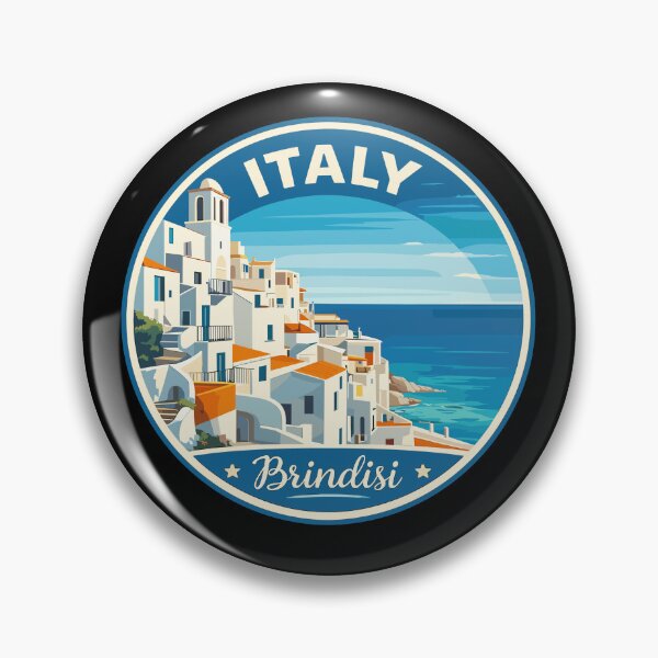 Item preview, Brindisi in Italy Retro Travel Art Circle Emblem designed and sold by MaateoDesign.