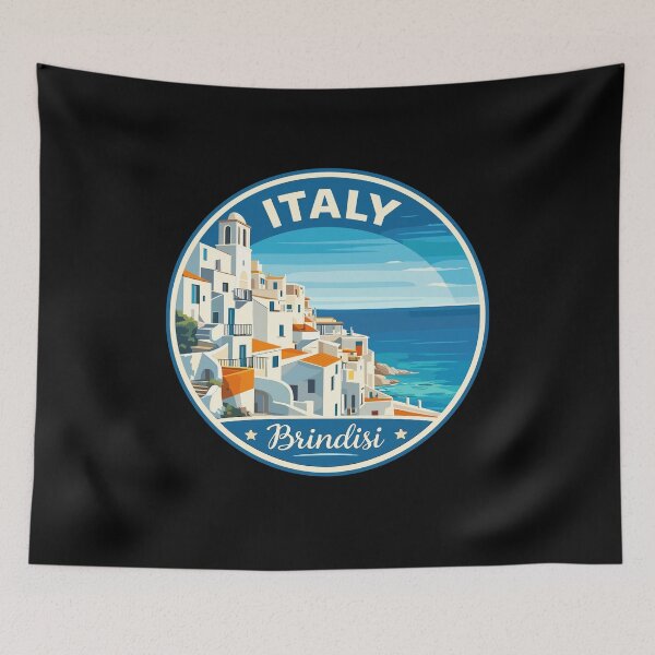 Item preview, Brindisi in Italy Retro Travel Art Circle Emblem designed and sold by MaateoDesign.