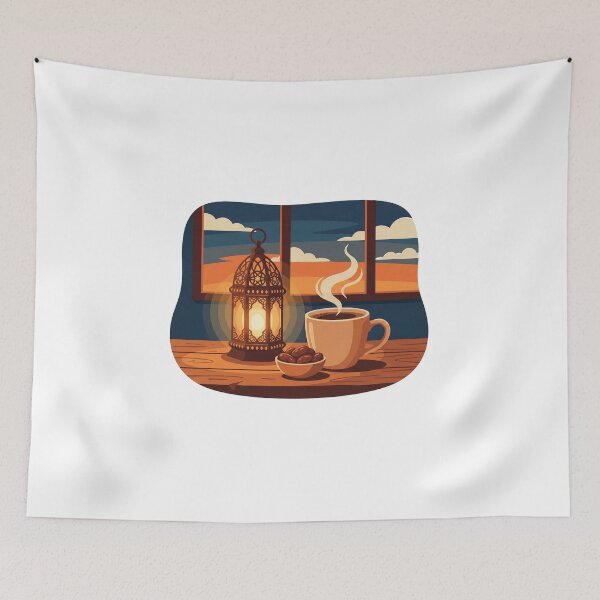 Item preview, Cozy Ramadan Nights: Coffee, Lantern & Dates Illustration designed and sold by chihab21.