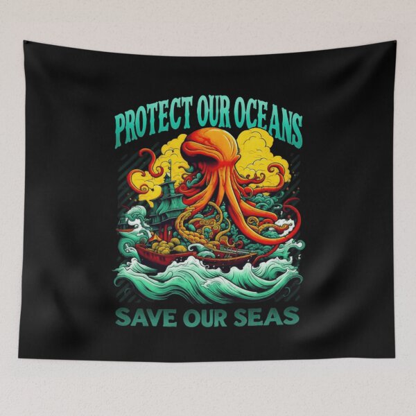 Item preview, Protect Our Oceans Save Our Seas Ocean Octopus designed and sold by SkeletonsDanger.