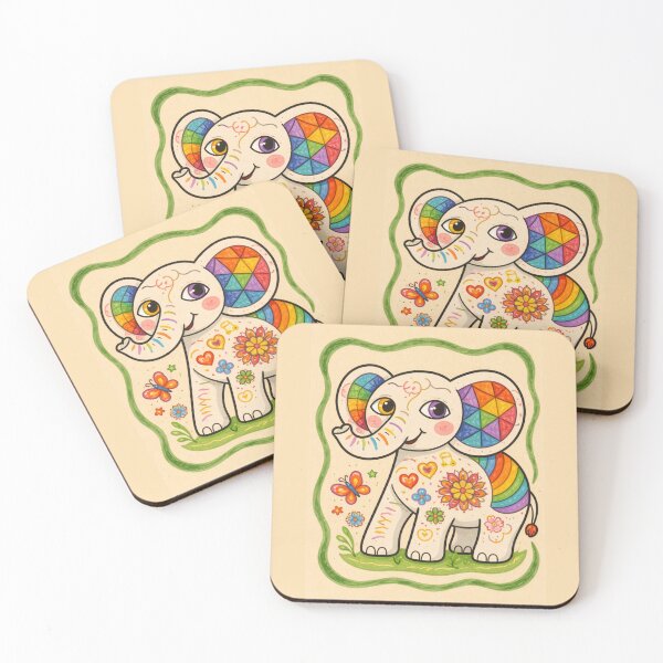 Item preview, Rainbow Mandala Elephant – Cute Boho Fantasy Animal Art, Happy Nursery  designed and sold by MrsMimpi.