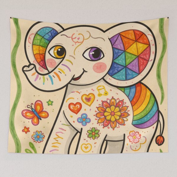 Item preview, Rainbow Mandala Elephant – Cute Boho Fantasy Animal Art, Happy Nursery  designed and sold by MrsMimpi.