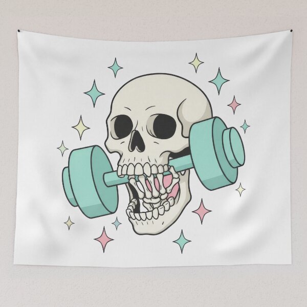 Item preview, Pastel Goth Skull Lifting Dumbbell Aesthetic designed and sold by seven things shop.