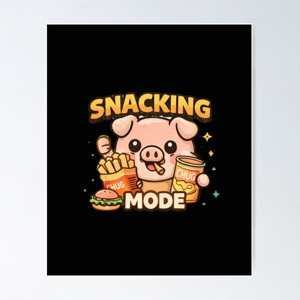 Item preview, Snacking Mode Pig – Cute Streetwear Kawaii Graphic Tee designed and sold by Mosogoloso.