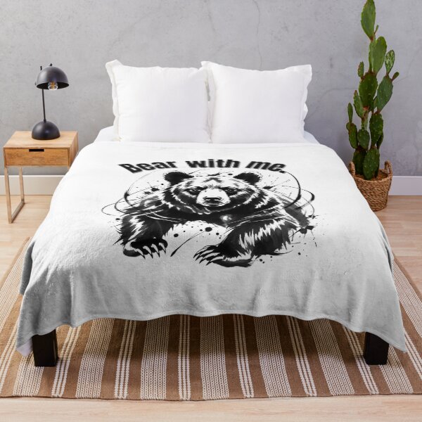 Item preview, Bear With Me: Funny Grizzly Bear Pun Quote Ink Art designed and sold by Animal Xeno Circus.