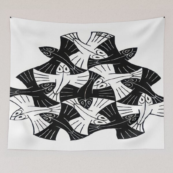 Item preview, 7 Black and 6 White Fishes   1954 - Maurits Cornelis Escher  designed and sold by nebelimr.