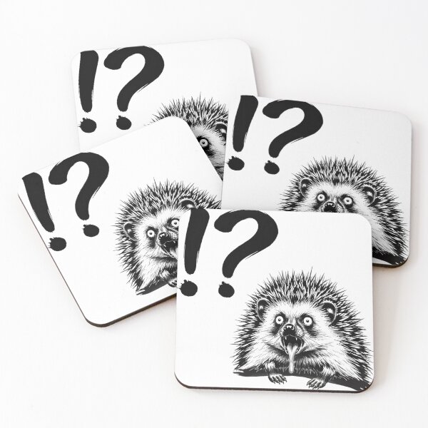 Item preview, "What Just Happened?!" Surprised Hedgehog with Drool | Funny Ink Splash Art designed and sold by Animal Xeno Circus.