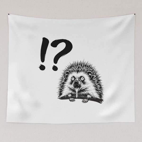 Item preview, "What Just Happened?!" Surprised Hedgehog with Drool | Funny Ink Splash Art designed and sold by Animal Xeno Circus.