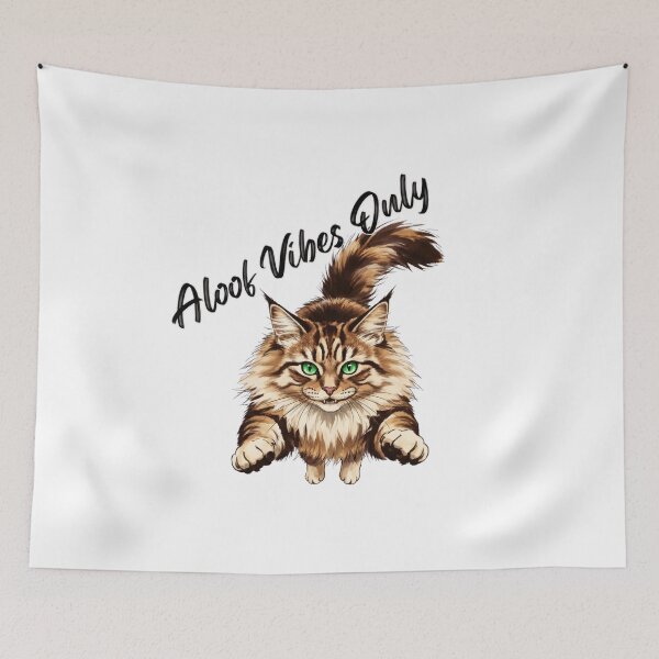 Item preview, Aloof Vibes Only: Majestic Cat with Green Eyes Quote Art designed and sold by Animal Xeno Circus.