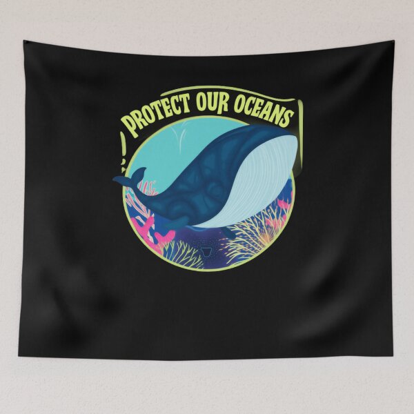 Item preview, Protect Our Oceans Colorful Whale Underwater Scene Whales Sharks Whale designed and sold by SkeletonsDanger.