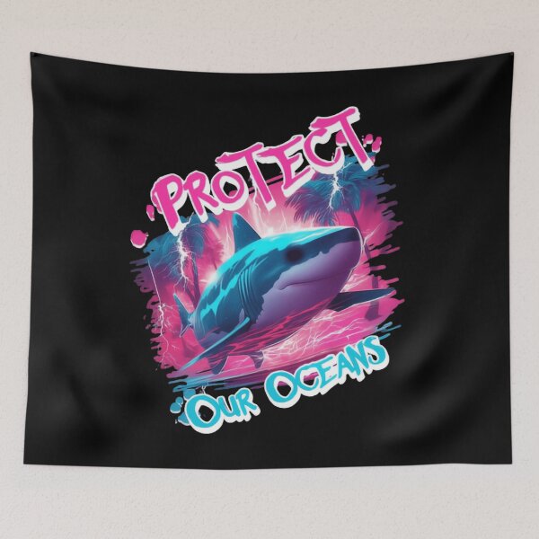 Item preview, Protect Our Oceans Vibrant Modern Shark Artwork designed and sold by SkeletonsDanger.