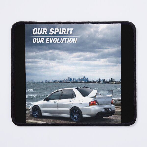 Item preview, Mitsubishi Evo 9 Apex Silver poster OUR SPIRIT OUR EVOLUTION designed and sold by TheMitsuGuy.