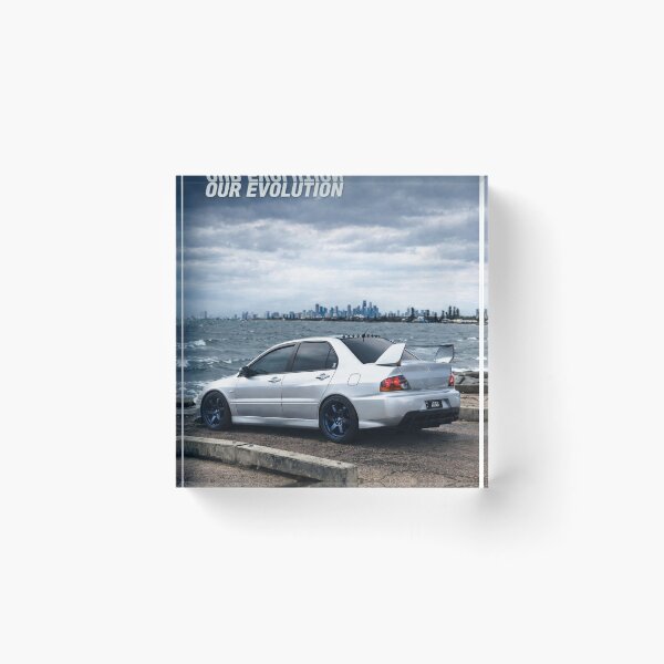 Item preview, Mitsubishi Evo 9 Apex Silver poster OUR SPIRIT OUR EVOLUTION designed and sold by TheMitsuGuy.