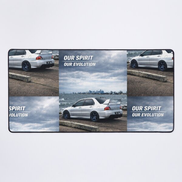 Item preview, Mitsubishi Evo 9 Apex Silver poster OUR SPIRIT OUR EVOLUTION designed and sold by TheMitsuGuy.