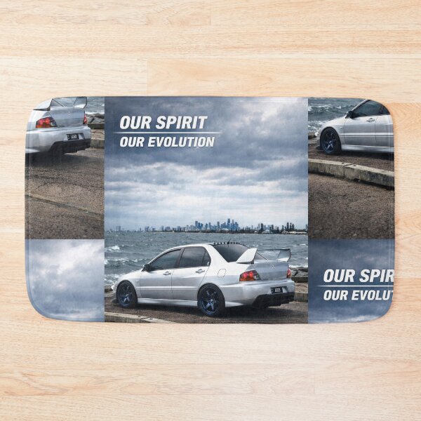 Item preview, Mitsubishi Evo 9 Apex Silver poster OUR SPIRIT OUR EVOLUTION designed and sold by TheMitsuGuy.