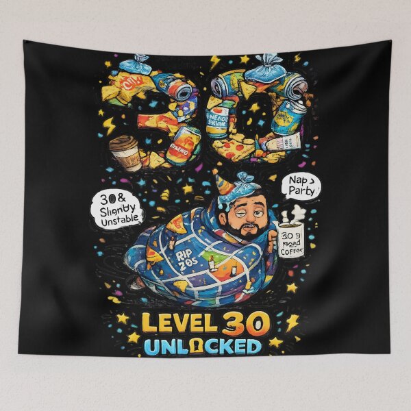 Item preview, Level 30 Unlocked – Funny 30th Birthday Gaming Party Design for Men designed and sold by LineLoo.