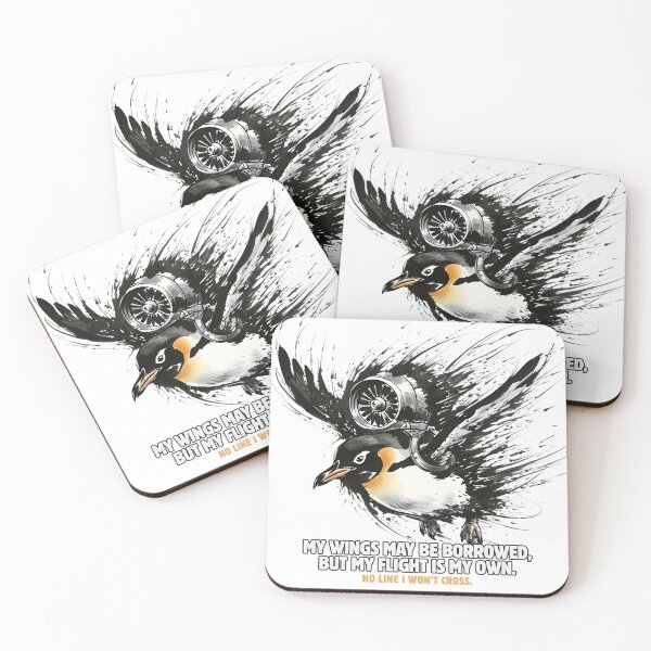 Item preview, Fly Penguin: My Flight Is My Own Motivational Jet Engine Art designed and sold by Animal Xeno Circus.