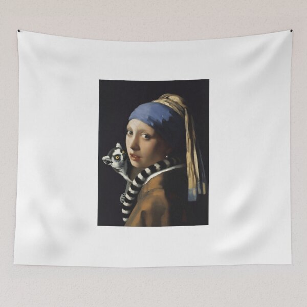 Item preview, Girl with a Pearl Earring Lemur Parody Pop Art T-Shirt designed and sold by Animal Xeno Circus.