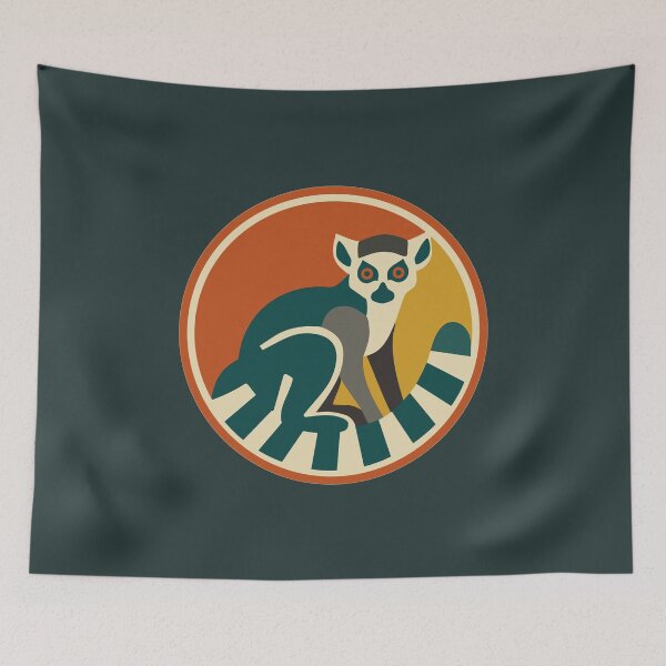 Item preview, Ring Tailed Lemur Retro Wildlife Graphic designed and sold by AntiqueImages.