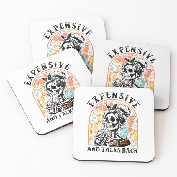Item preview, Expensive Difficult and Talks Back — Retro Floral Coffee Skeleton Illustration designed and sold by Colorful-Garden.