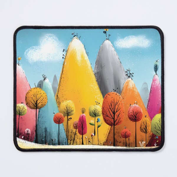 Item preview, Colorful fantasy landscape with mountains and trees - cartoon style designed and sold by WhimsyArt ○ byGTL.