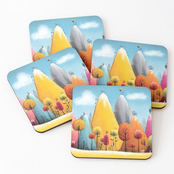Item preview, Colorful fantasy landscape with mountains and trees - cartoon style designed and sold by WhimsyArt ○ byGTL.