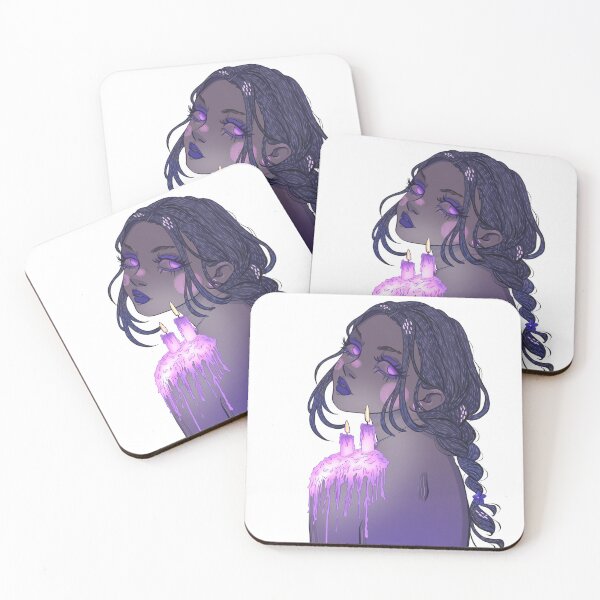 Item preview, Ethereal Woman with Glowing Purple Candles designed and sold by Iqrapixels.