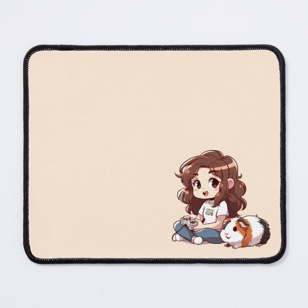 Item preview, Gamer Girl with Her Guinea Pig – Cute Kawaii Illustration designed and sold by EchosDeVie.