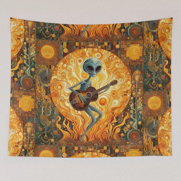 Item preview, Alien Guitar grooving in the flames designed and sold by 40degreesSouth.