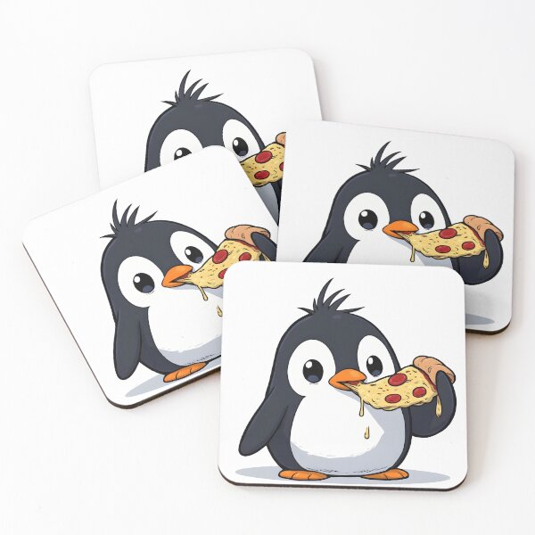 Item preview, Cute Penguin Eating Pizza – Funny Food Lover Cartoon designed and sold by Karolina’s Cozy Creations.