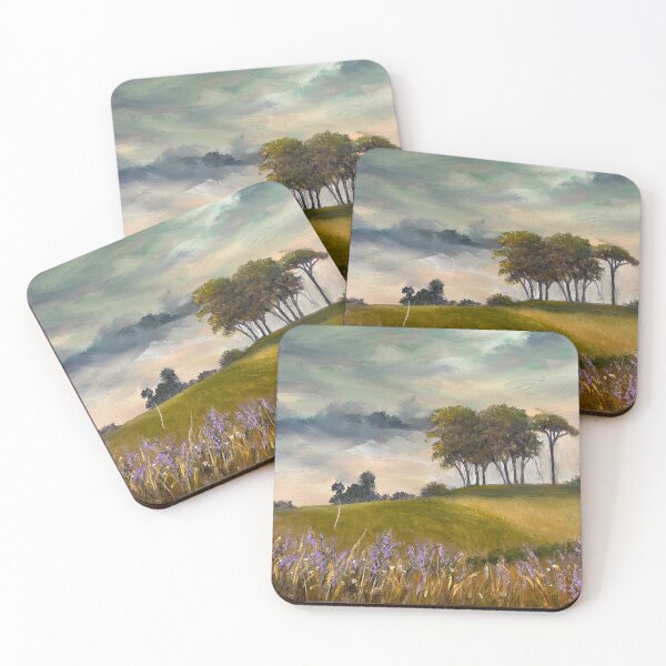 Item preview, Golden light breaking through a restless sky. ‘Copse of trees’ - Spring, Lavender designed and sold by UmbertoVittoArt.
