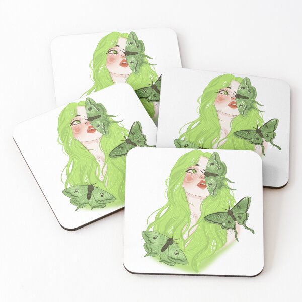 Item preview, Green Mystic Woman with Lunar Moths designed and sold by Iqrapixels.