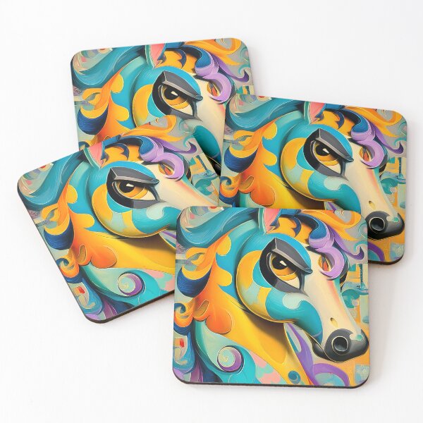 Item preview, Abstract horse illustration in bright colors designed and sold by WhimsyArt ○ byGTL.