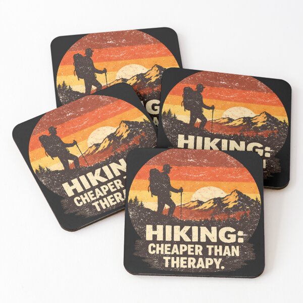 Item preview, Retro Hiking Cheaper Than Therapy – Vintage Mountain Sunset Hiker Silhouette designed and sold by Ayshopcog.